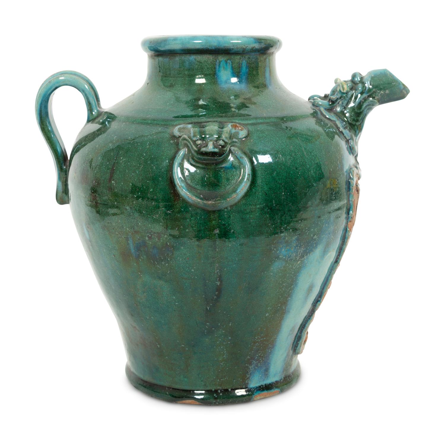 A Chinese Green-Glazed Pottery Ewer