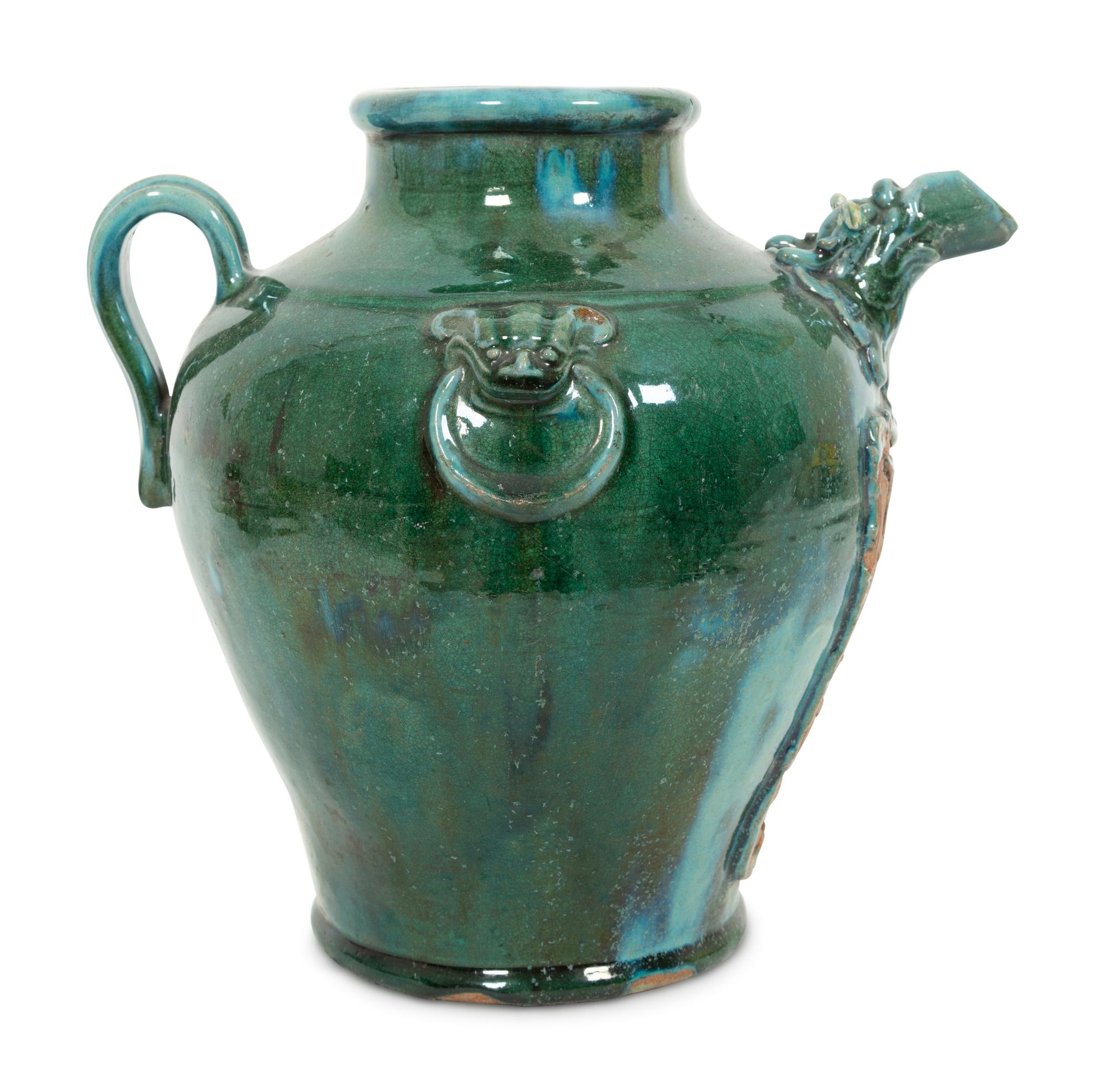 A Chinese Green-Glazed Pottery Ewer