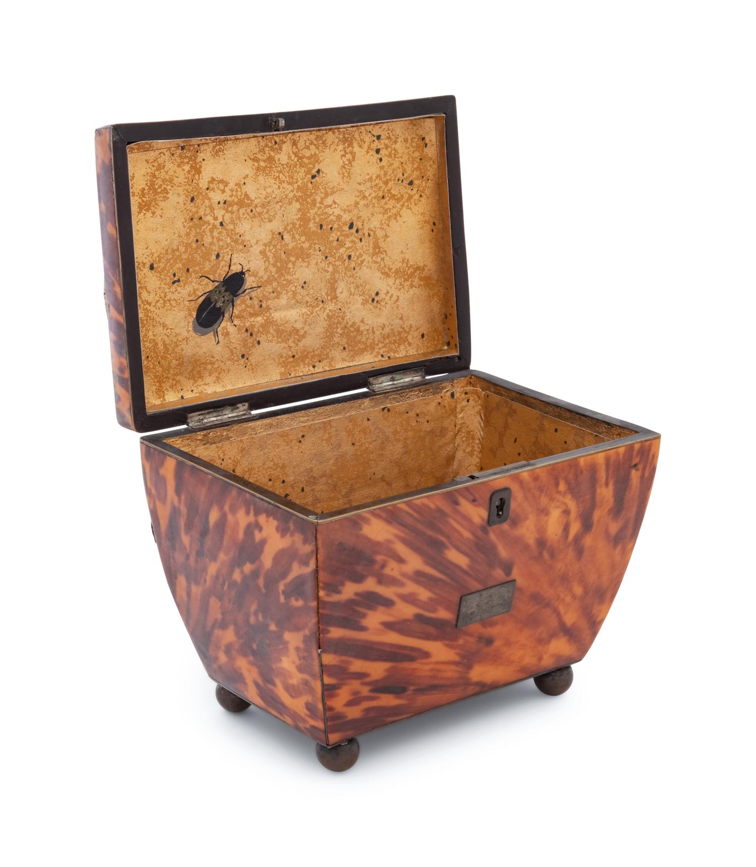A Regency Tortoise Shell Tea Caddy
