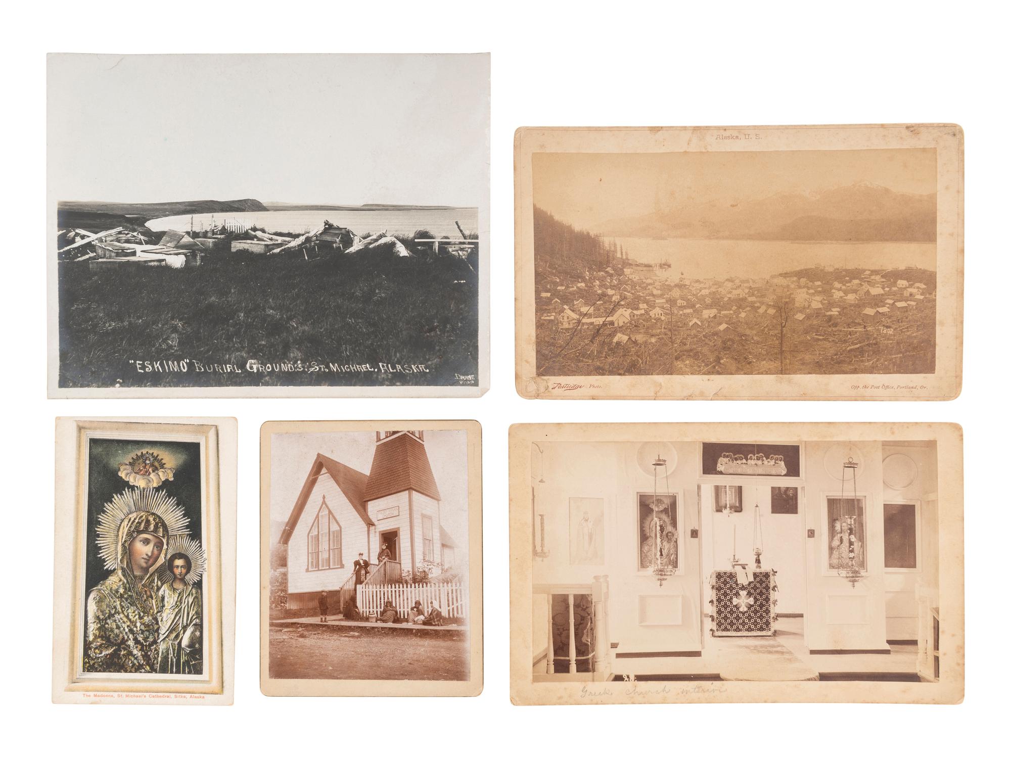 [NATIVE AMERICANS]. A group of 16 photographs of Alaska, incl. landscapes and landmarks, many by F. Jay HAYNES and Edward de GROFFS.