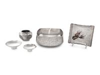 A Group of Five Japanese Silver Table Articles