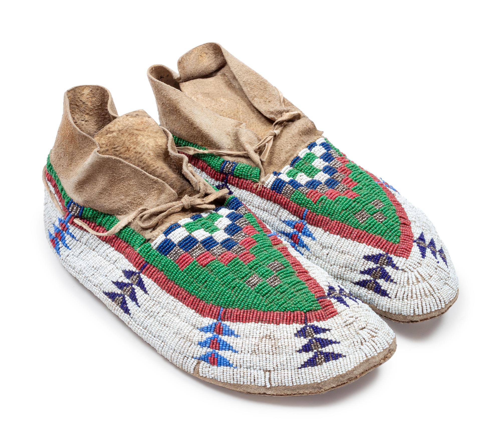 Cheyenne Beaded Hide Moccasins
