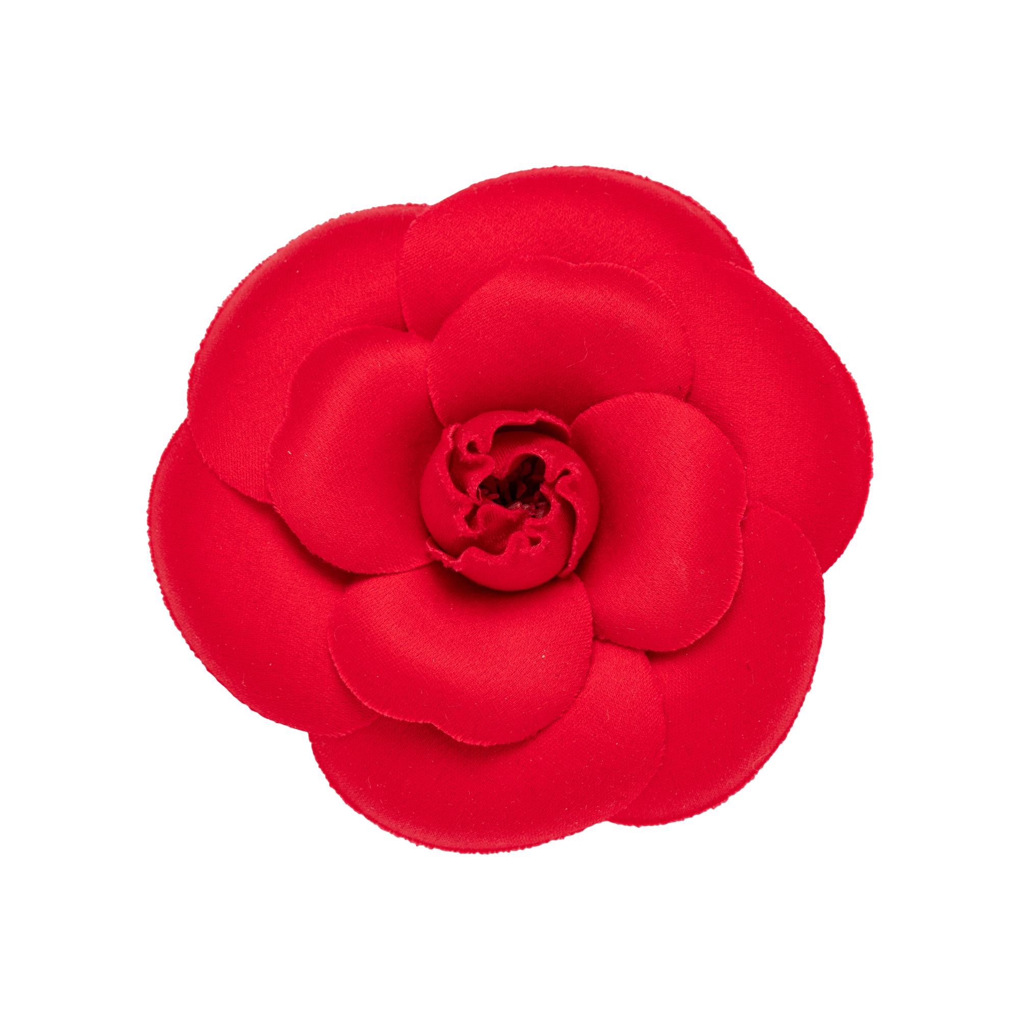 Chanel, Red Silk Camellia Brooch