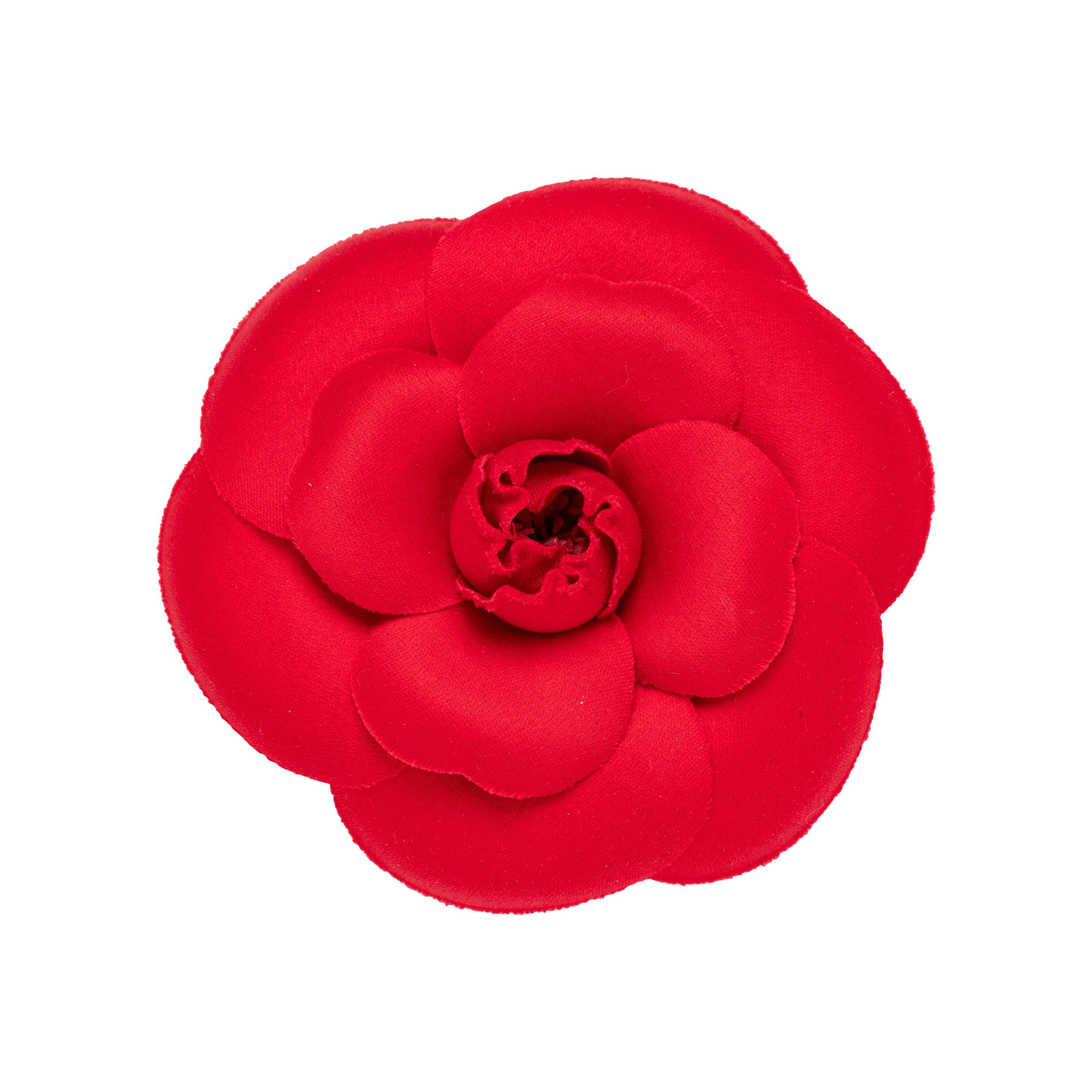 Chanel, Red Silk Camellia Brooch