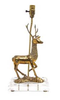 A Brass Stag Form Lamp Height 15 3/4 inches.