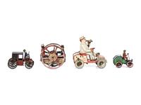 Four Lehmann Tin Lithograph Windup Toy Vehicles