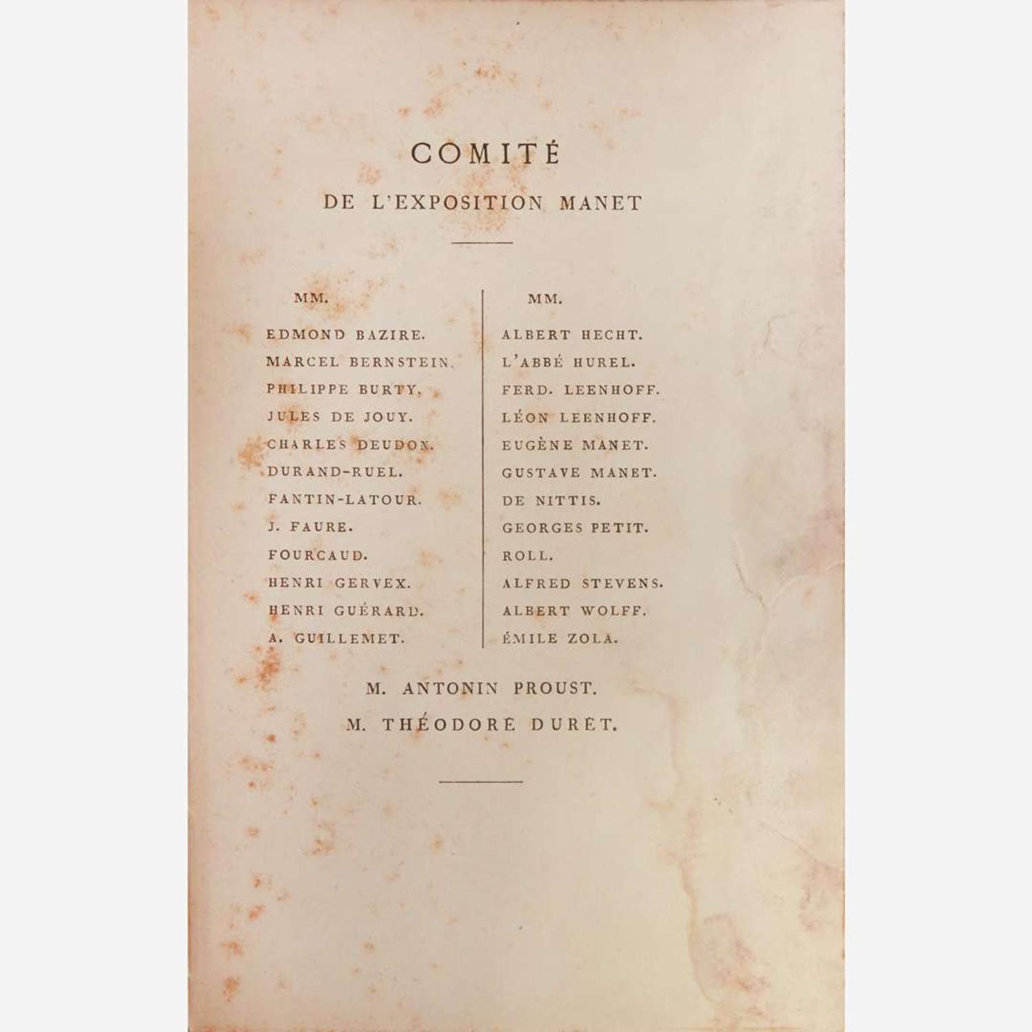 [Art] [Manet, Édouard] (Leenhoff, Léon) Exposition Des Oeuvres De Édouard Manet...