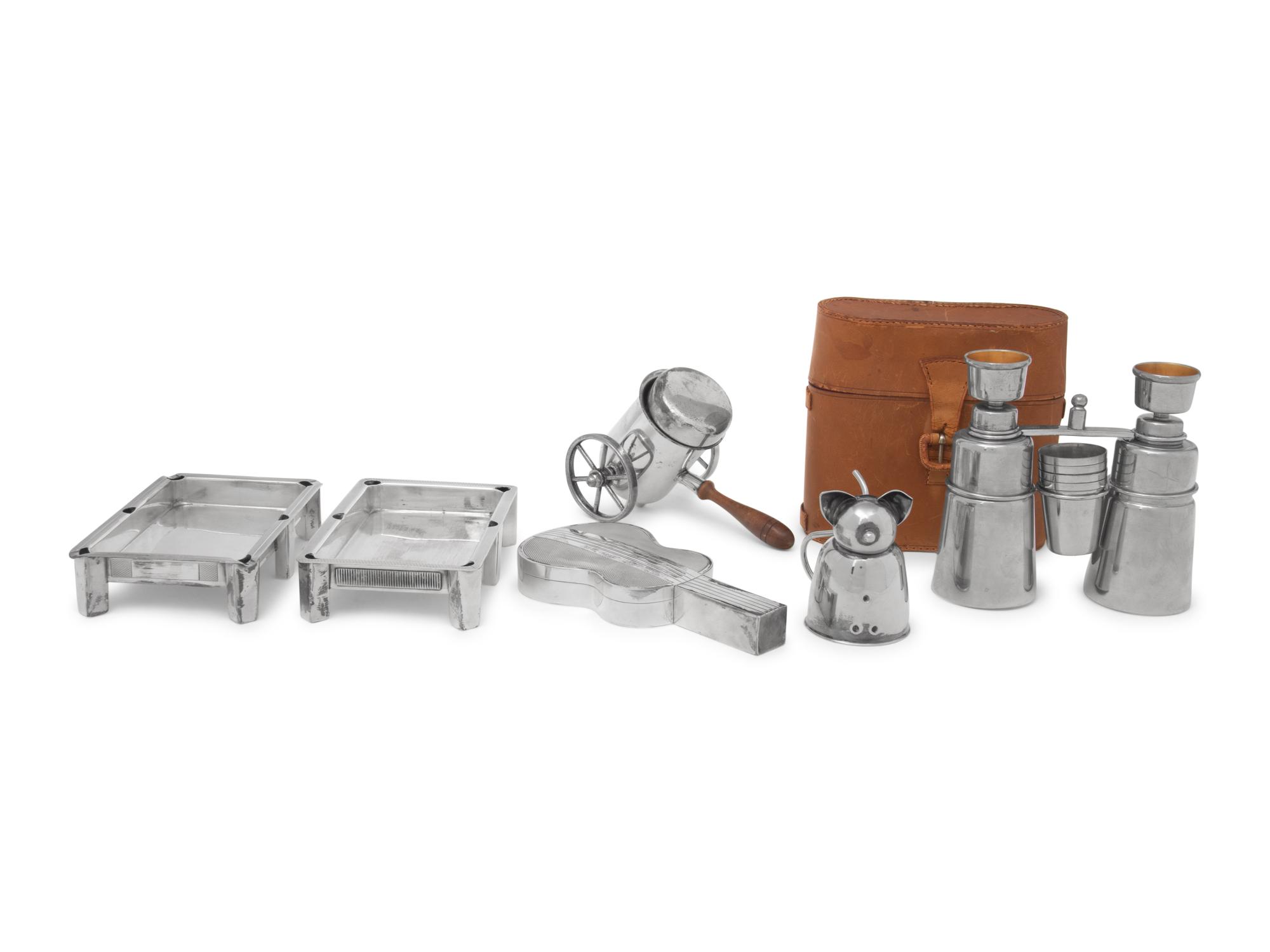 A Group of Six Whimsical Table and Drinking Articles