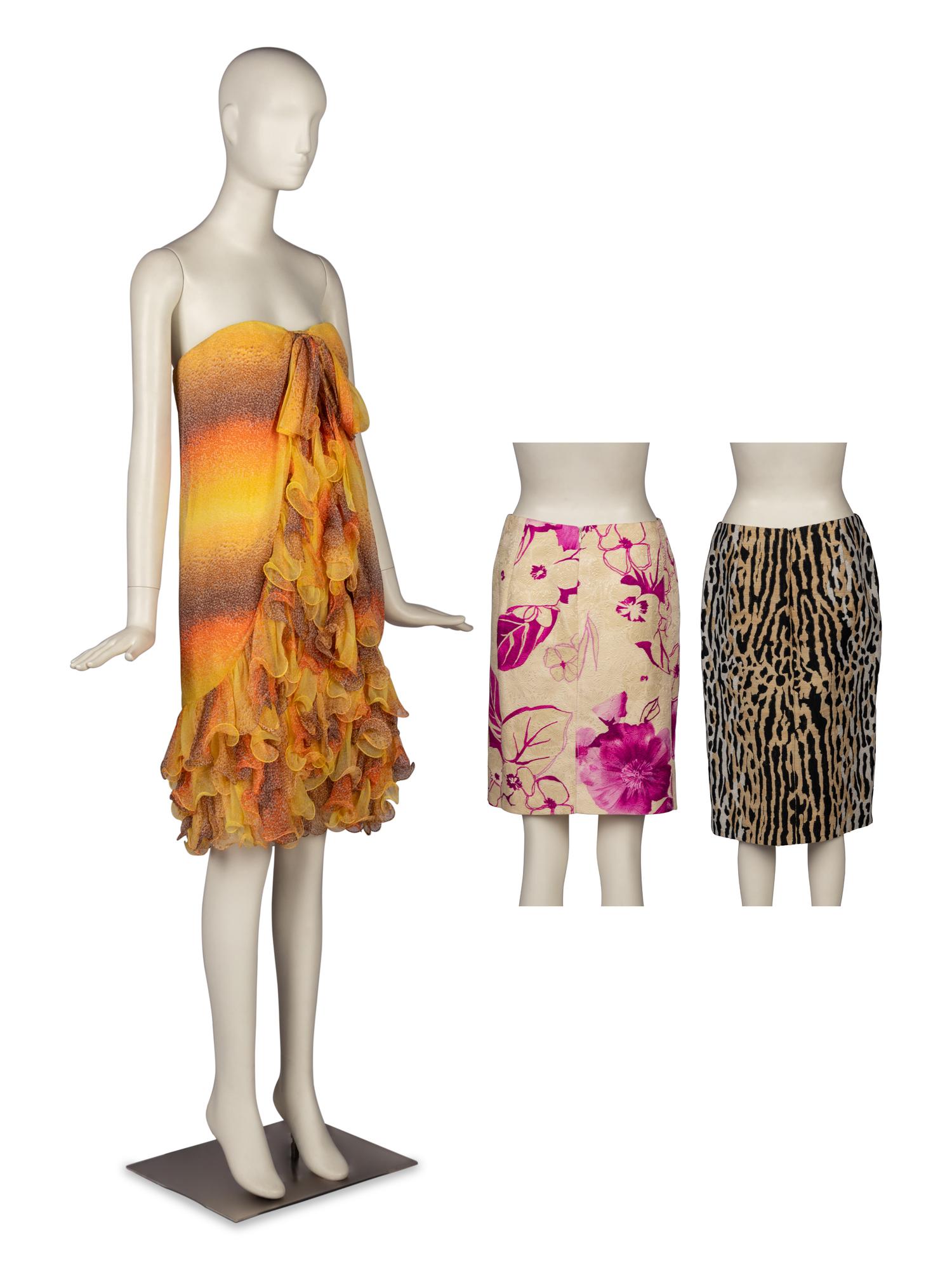 A Group of Two Skirts by Valentino and Bill Blass Dress