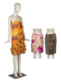 A Group of Two Skirts by Valentino and Bill Blass Dress