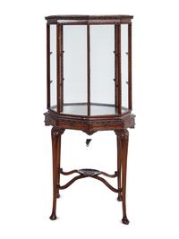 A George III Style Carved Mahogany Octagonal Vitrine