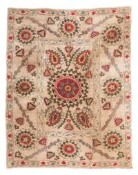A Collection of Suzani Embroideries Longest 5 feet 9 3/4 inches x 4 feet 8 1/4 inches. — 20TH CENTURY