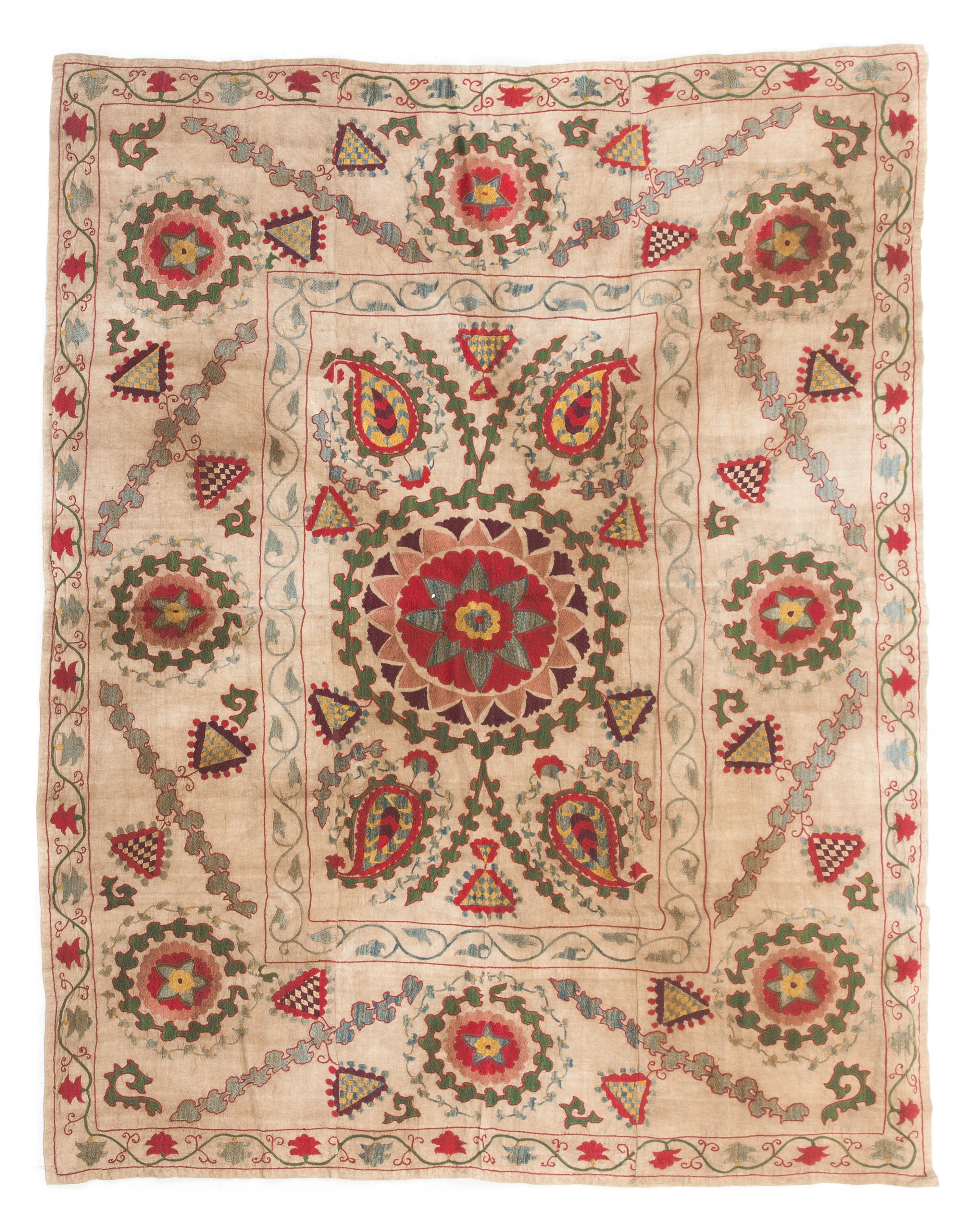 A Collection of Suzani Embroideries Longest 5 feet 9 3/4 inches x 4 feet 8 1/4 inches. — 20TH CENTURY