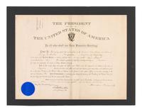 ROOSEVELT, Theodore (1858-1919). Document signed ("Theodore Roosevelt"), as President,. Washington, D.C., 12 September 1903.