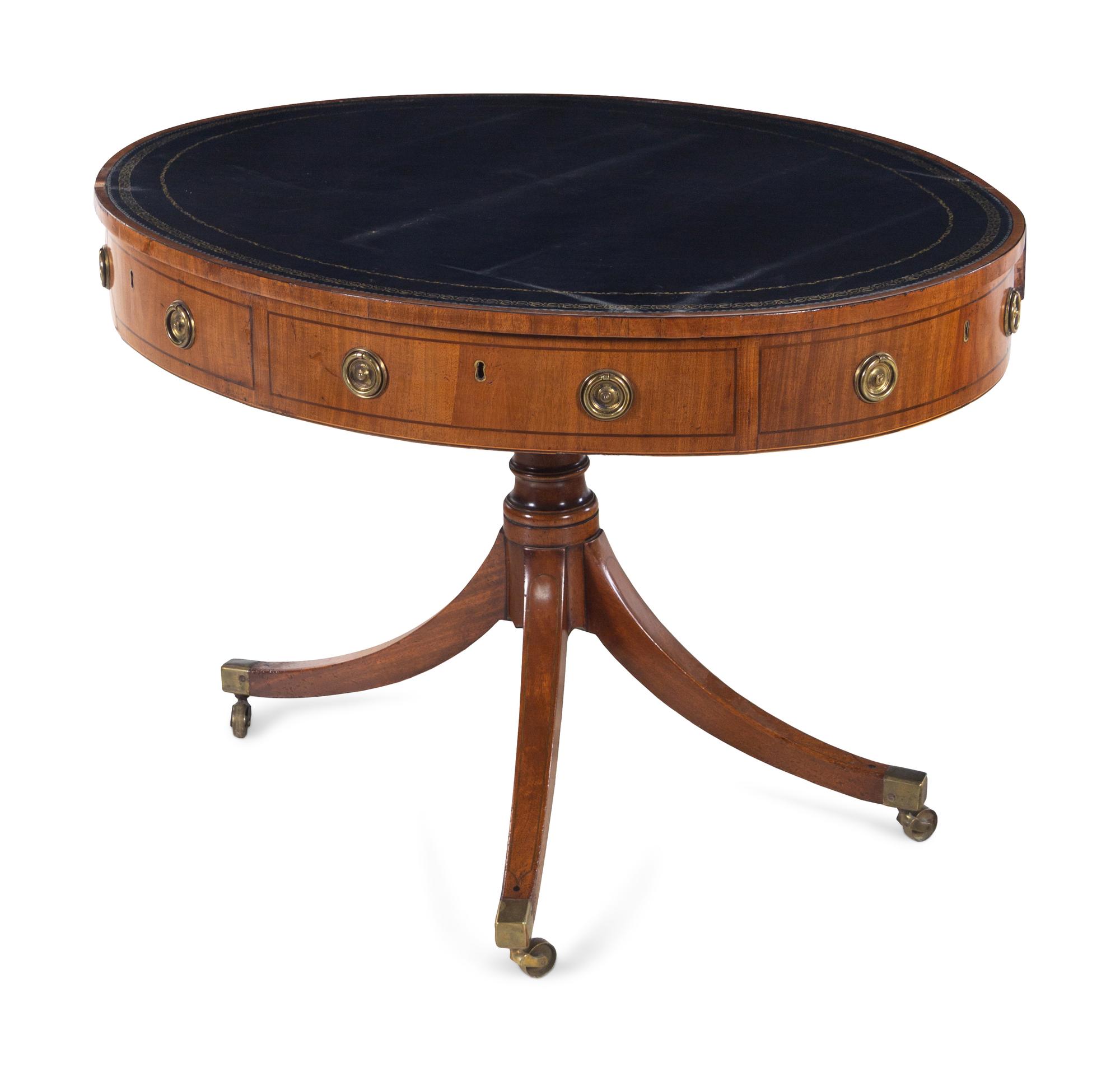 A Regency Mahogany Oval Drum Table
