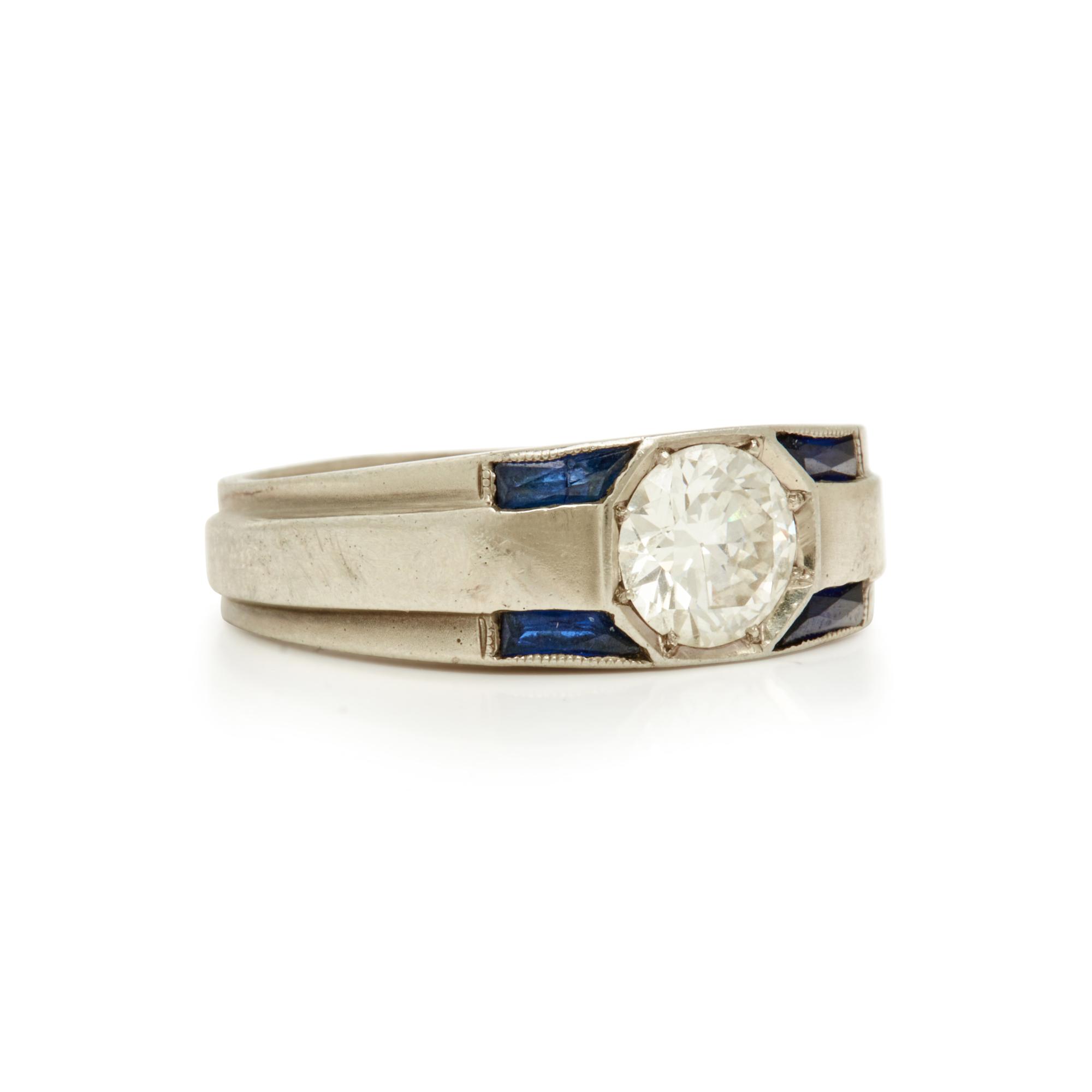 DIAMOND AND SYNTHETIC SAPPHIRE RING