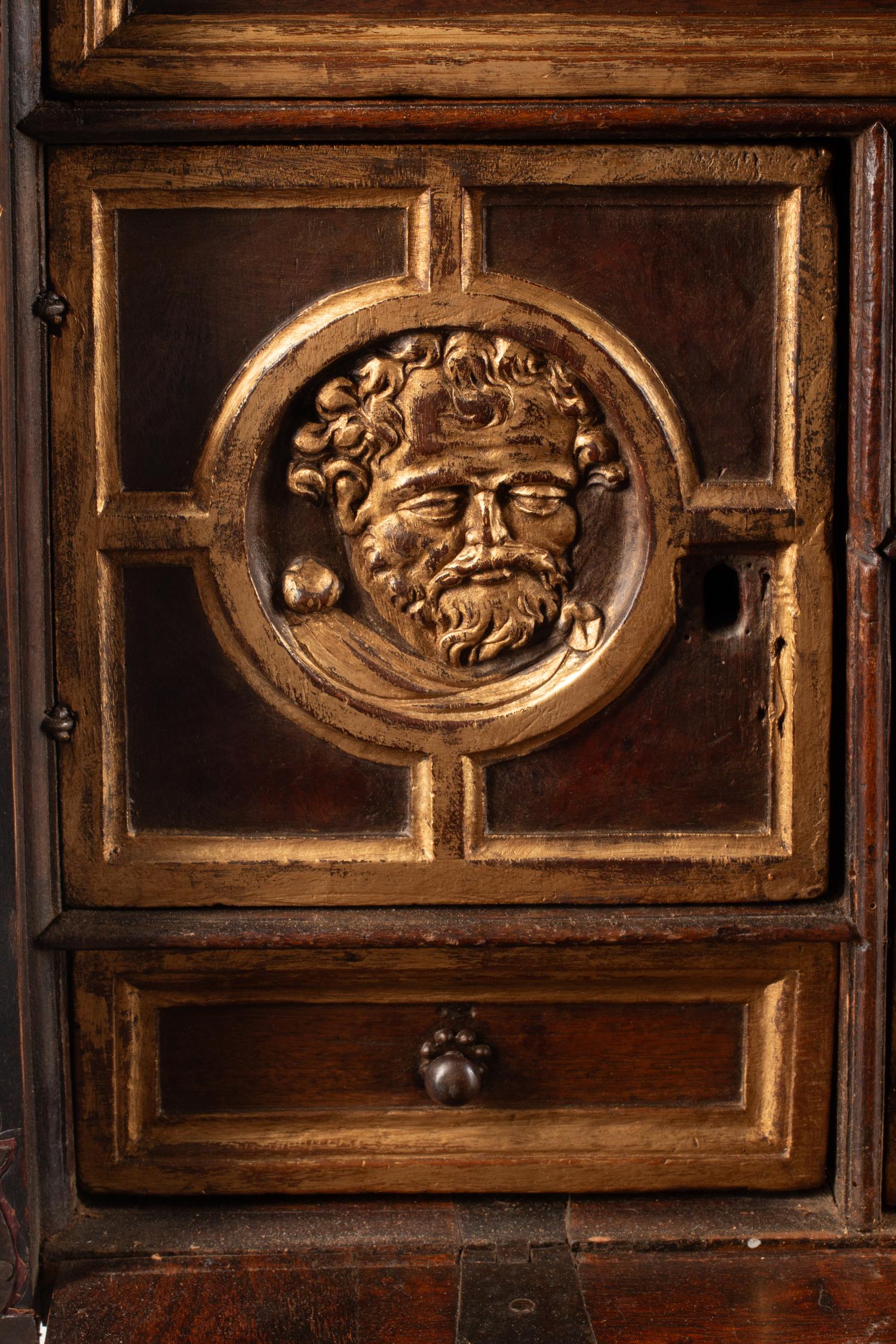 A Spanish Baroque Walnut Vargueño and Stand