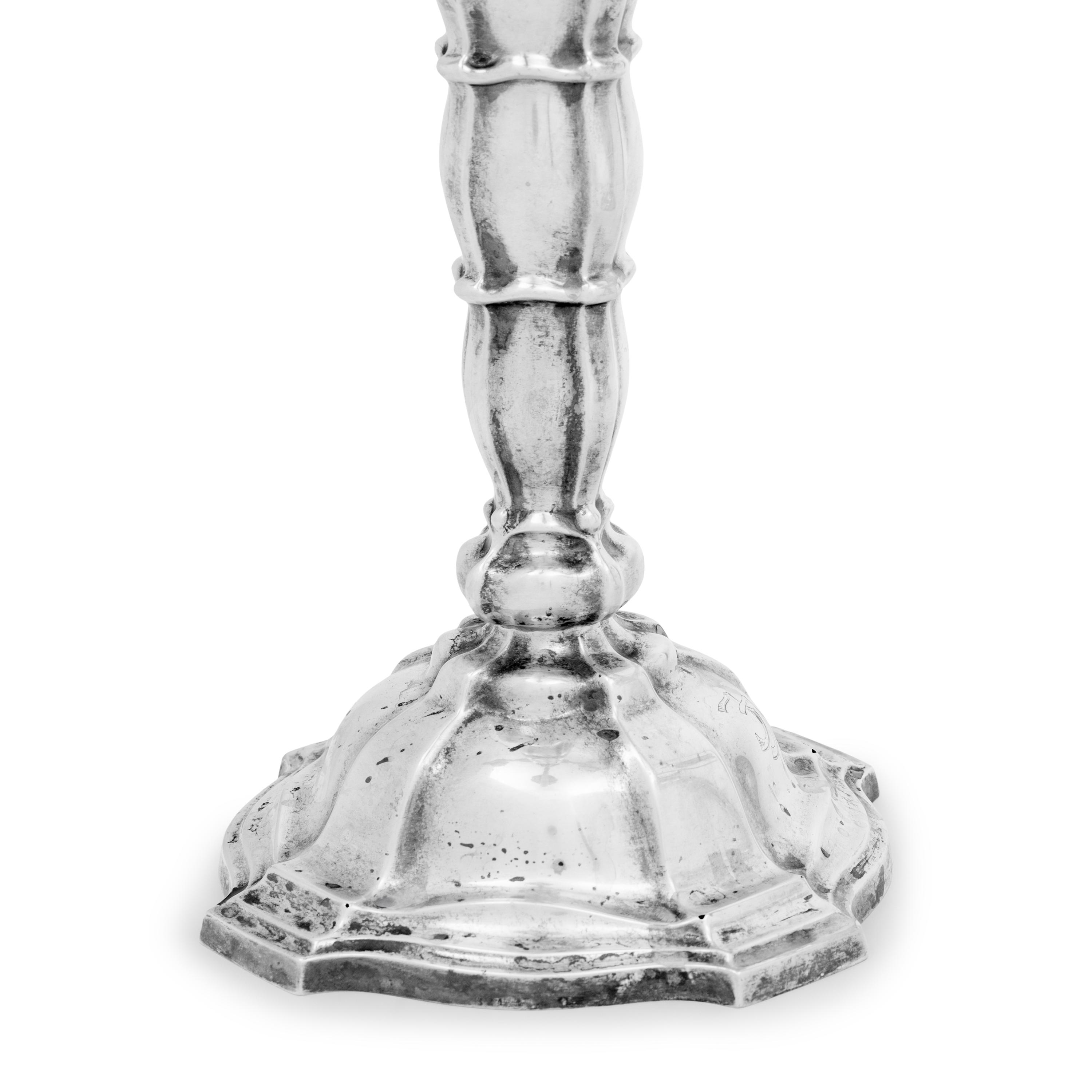 A Pair of German Silver Five-Light Candelabra