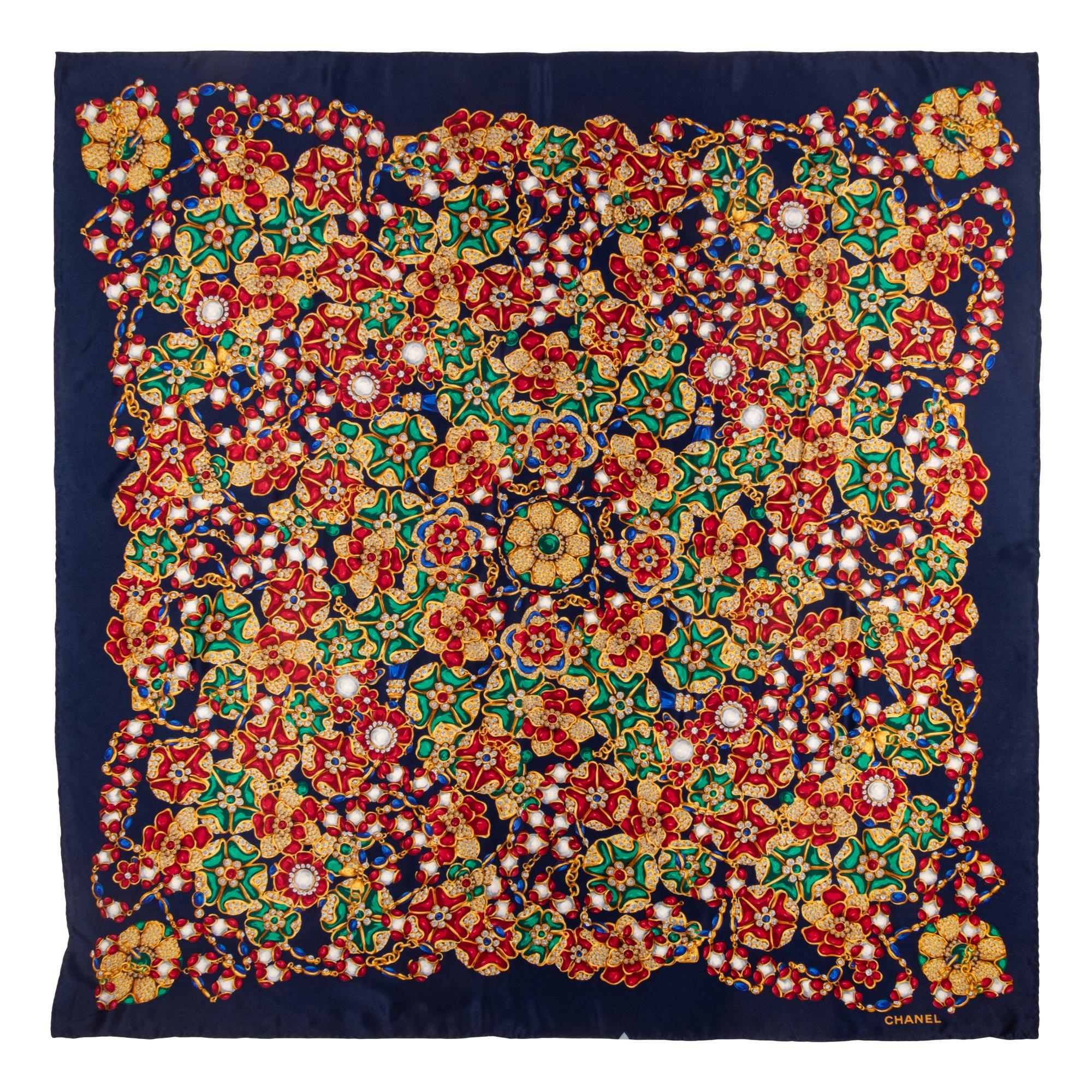 CHANEL JEWEL MOTIF LARGE SILK SCARF