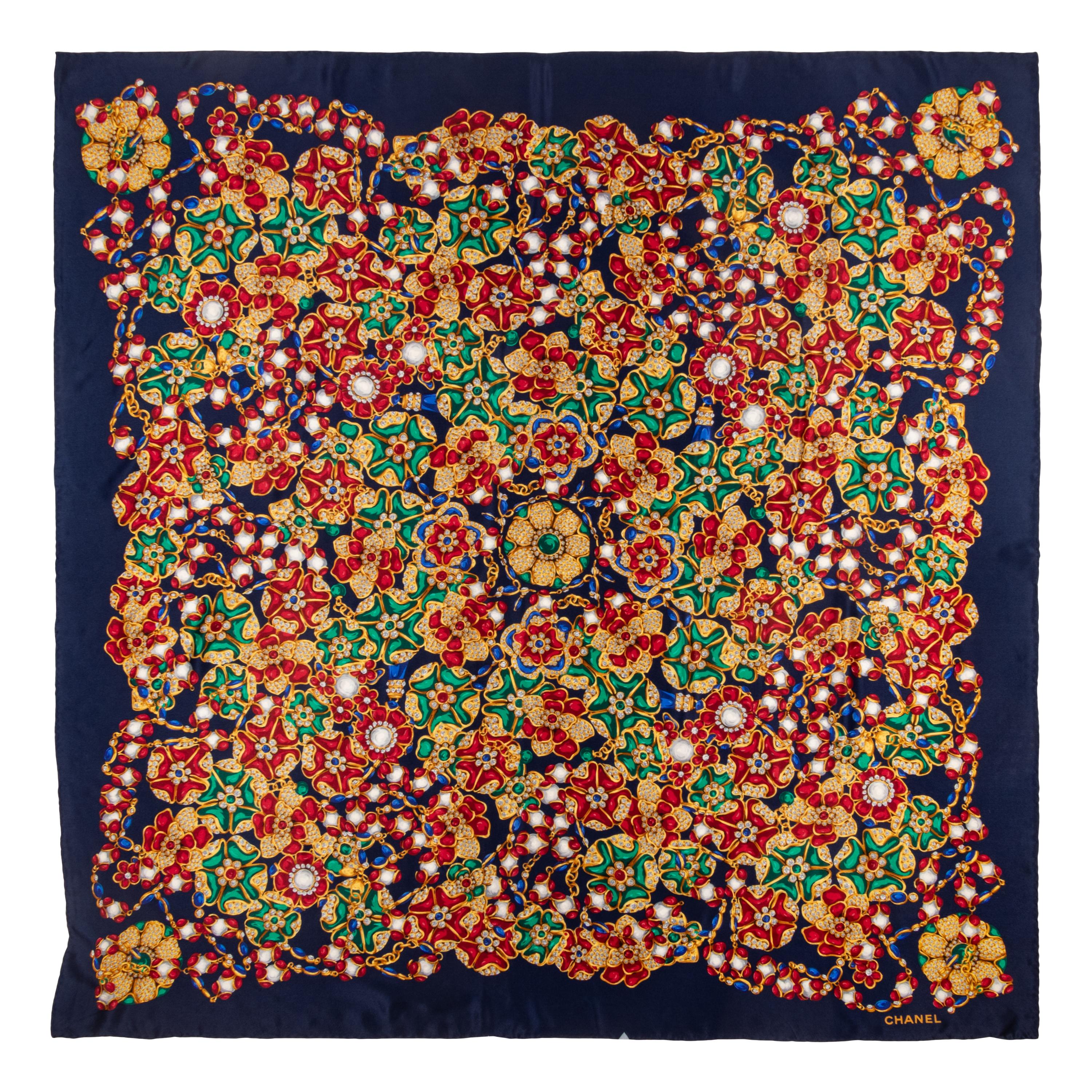 CHANEL JEWEL MOTIF LARGE SILK SCARF
