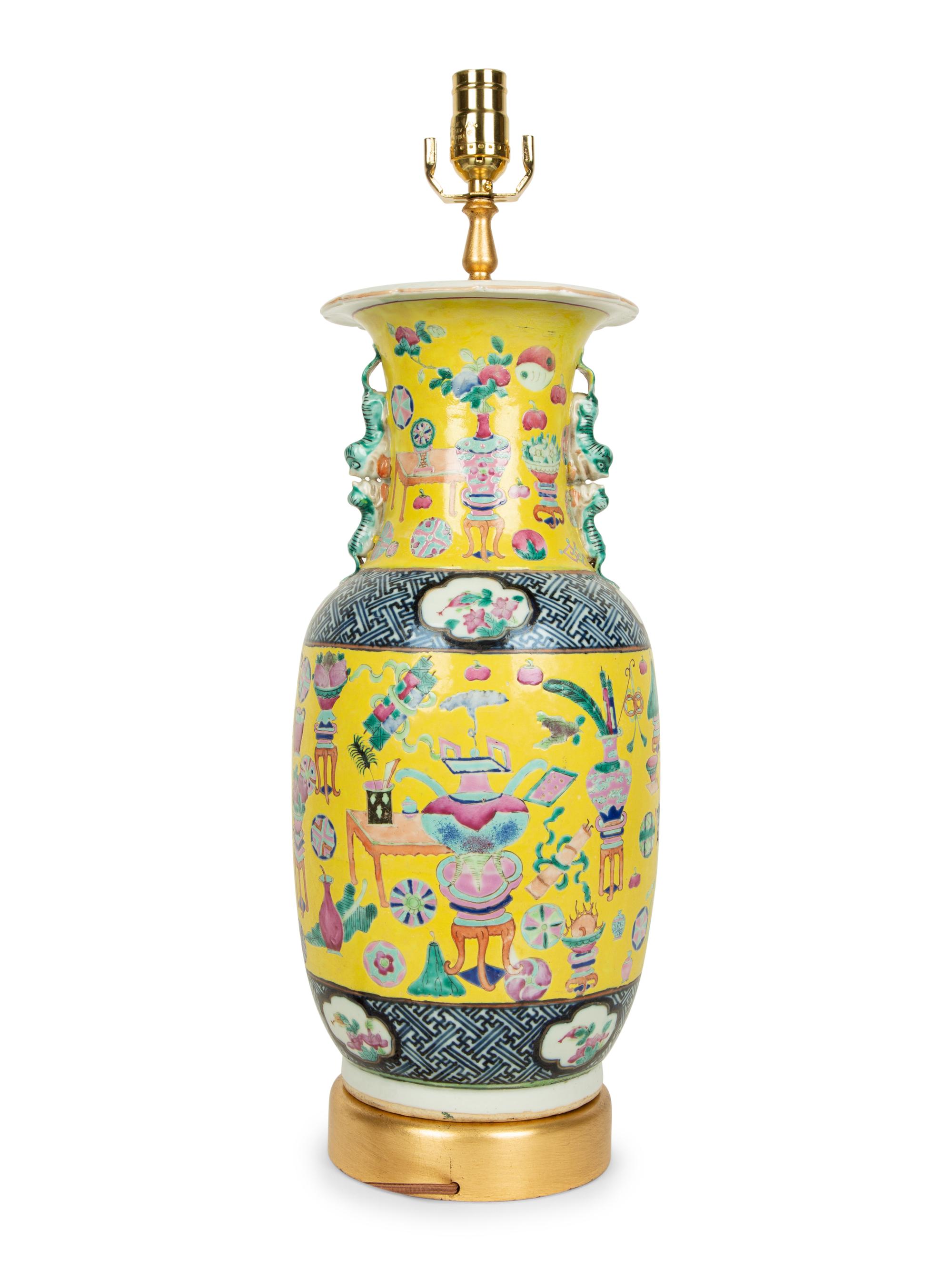 A Chinese Export Porcelain Vase Mounted as a Lamp