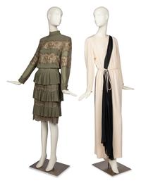 Bill Blass Gown and Valentino Lace Two Piece Ensemble, 1980-90s