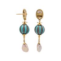 RICHARD KIMBALL, ENAMEL, DIAMOND AND PEARL EARRINGS