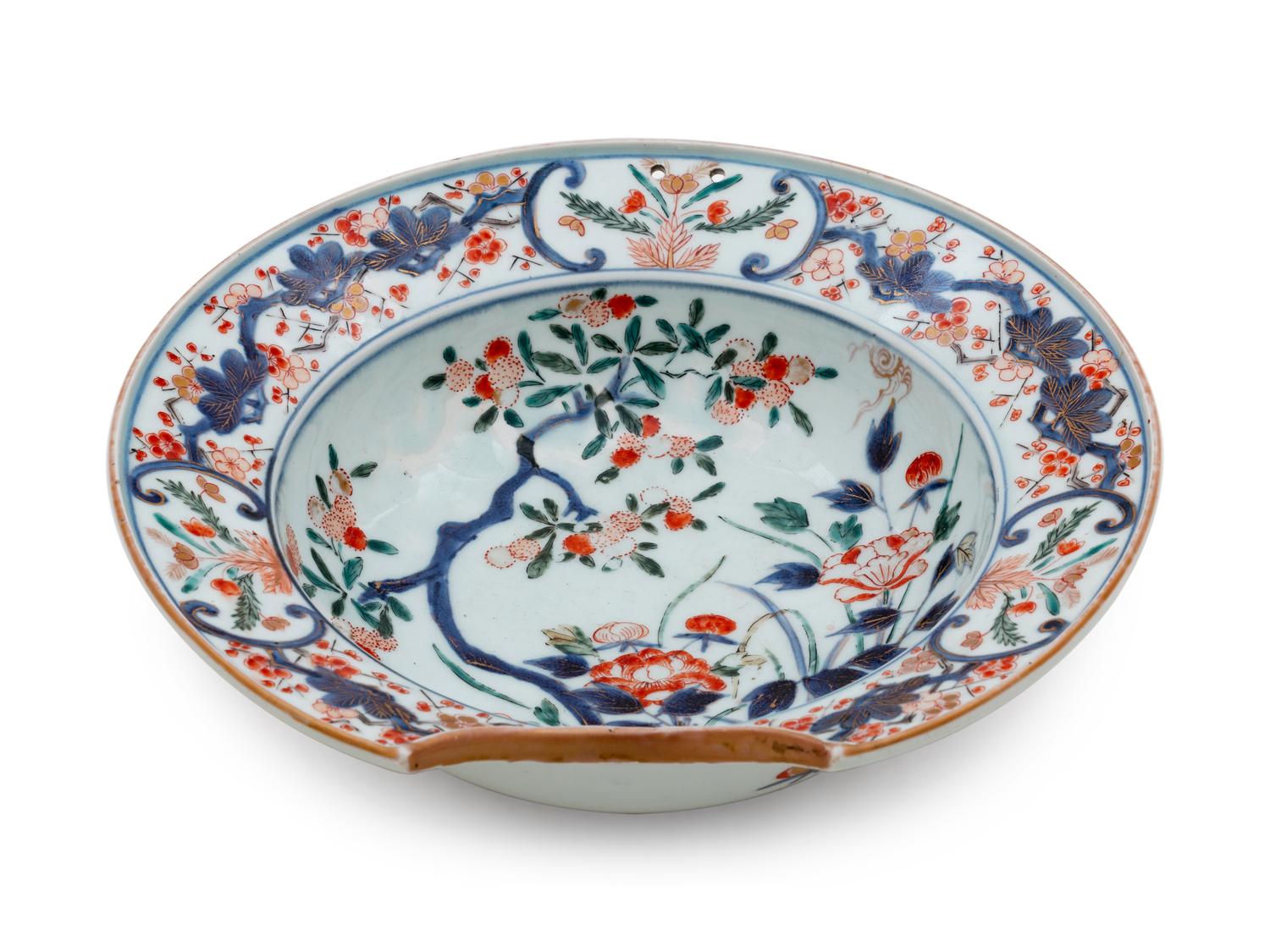 A Chinese Export Imari Style Barber's Basin