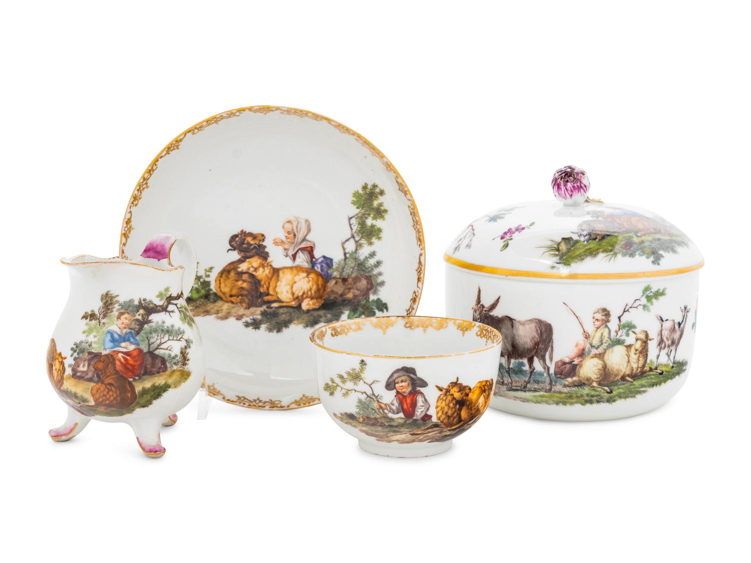 A Meissen Porcelain Four-Piece Tea Service