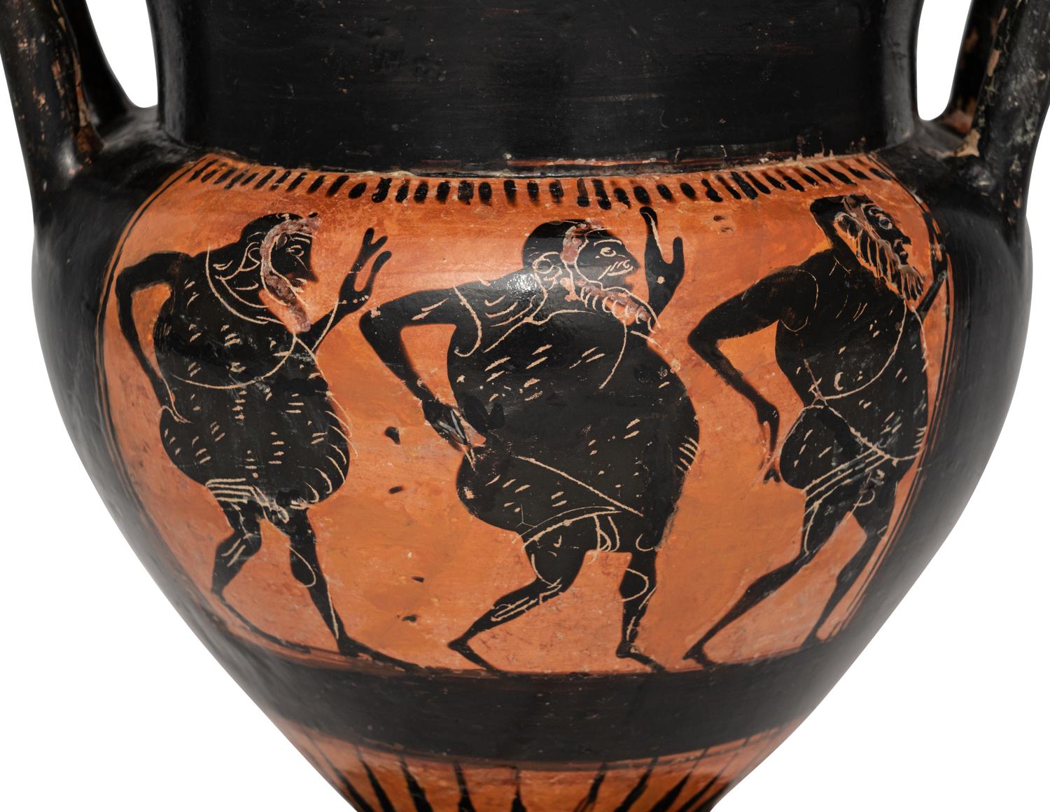 An Attic Black-Figured Krater with Six Dancing Komasts