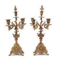 A Pair of Neoclassical Gilt Metal Four-Light Candelabra
