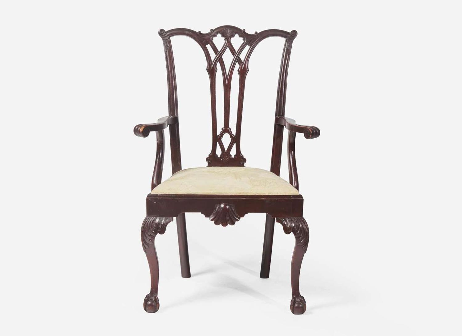 A Centennial Chippendale carved mahogany armchair, late 19th century