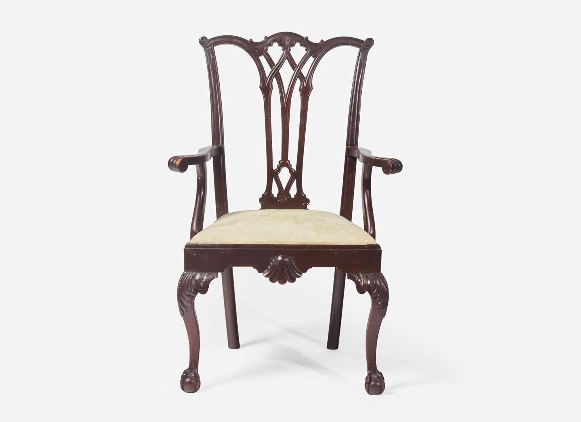A Centennial Chippendale carved mahogany armchair, late 19th century
