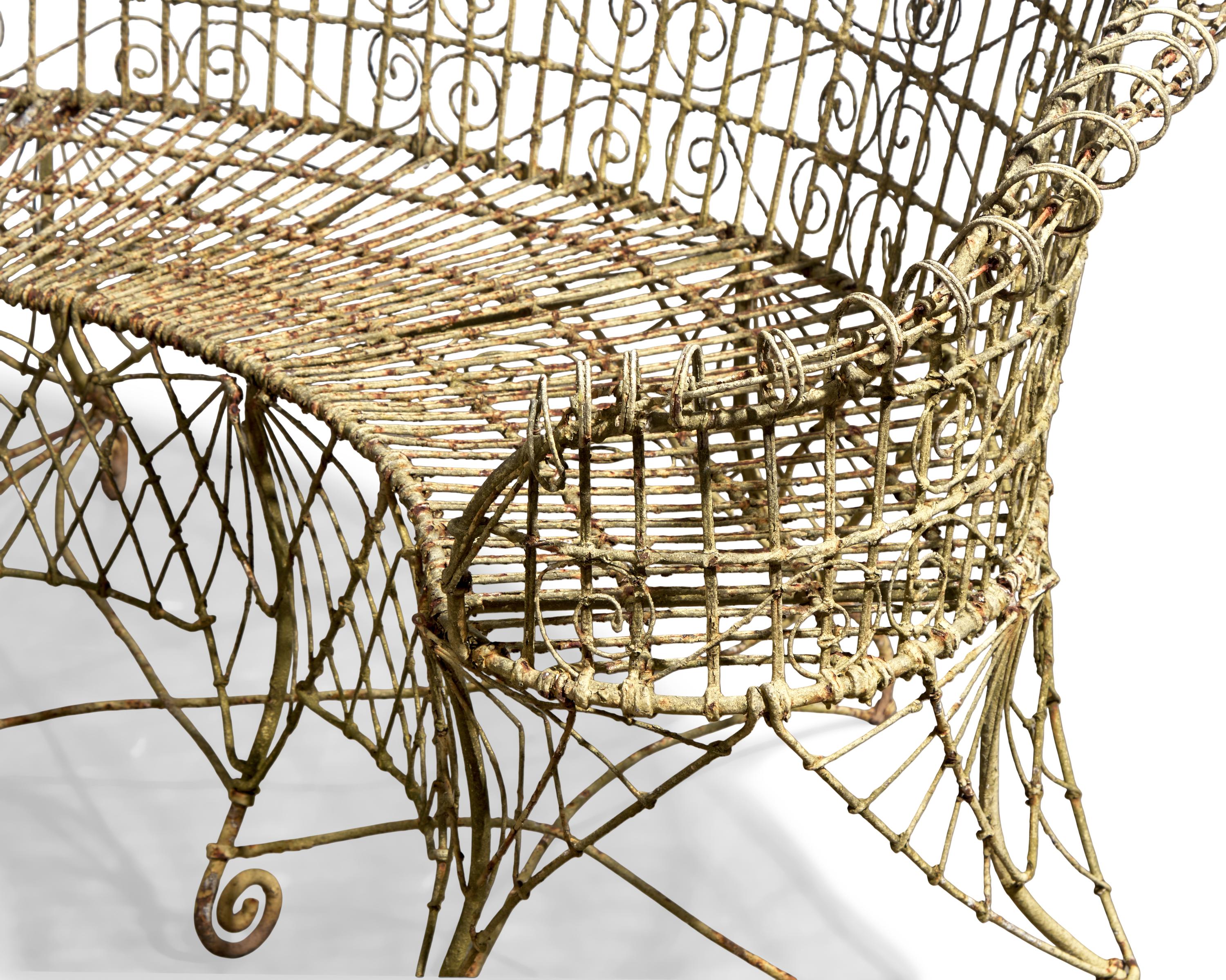A French Three-Piece Wirework Garden Seating Suite