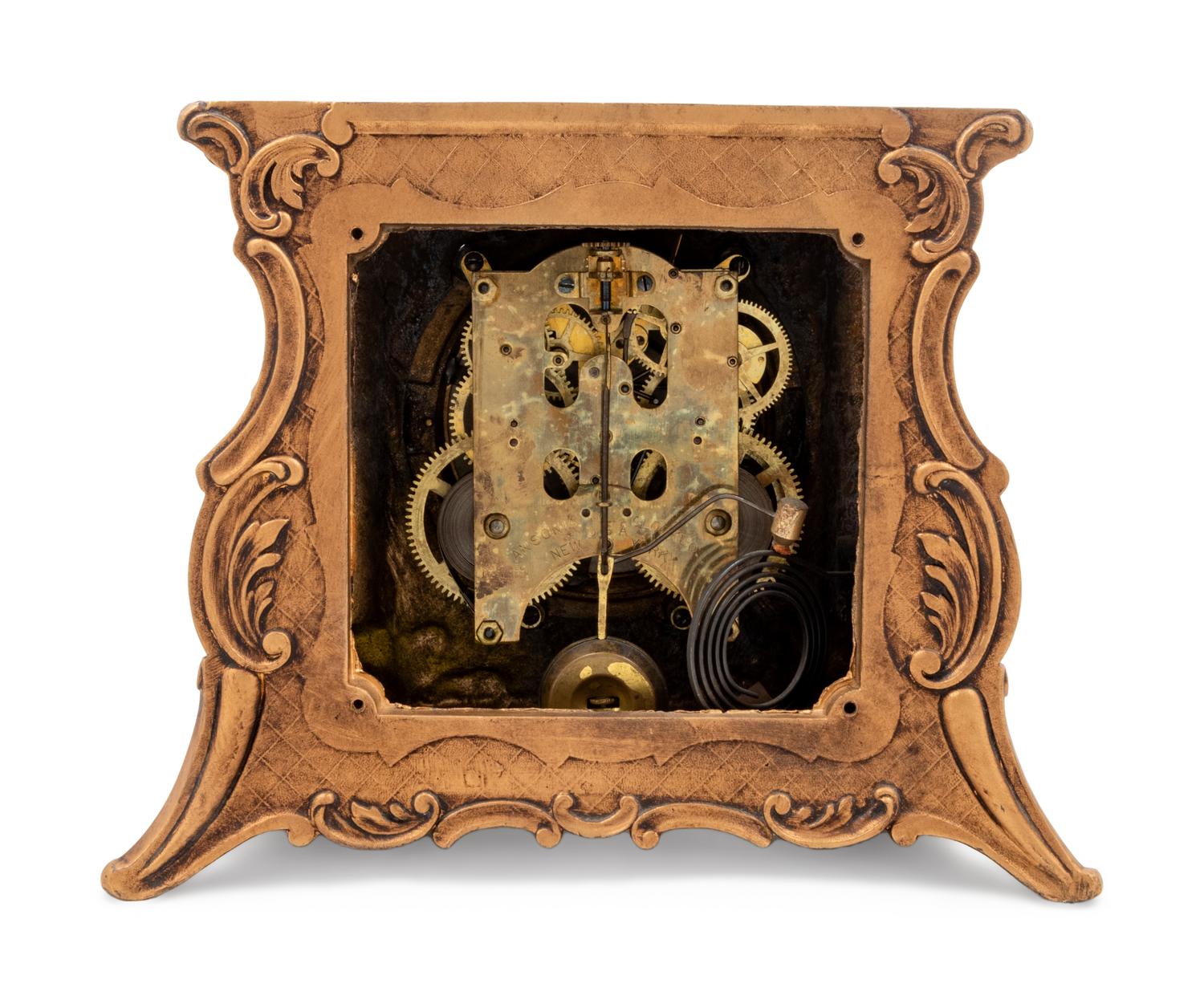 An Ansonia Minerva Gilt Metal Mantel Clock