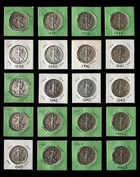 A Group of Twenty Walking Liberty 50c Coins