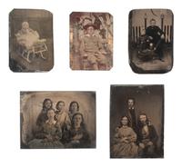 [EARLY PHOTOGRAPHY]. 50+ tintypes of children and families, incl. African American child.