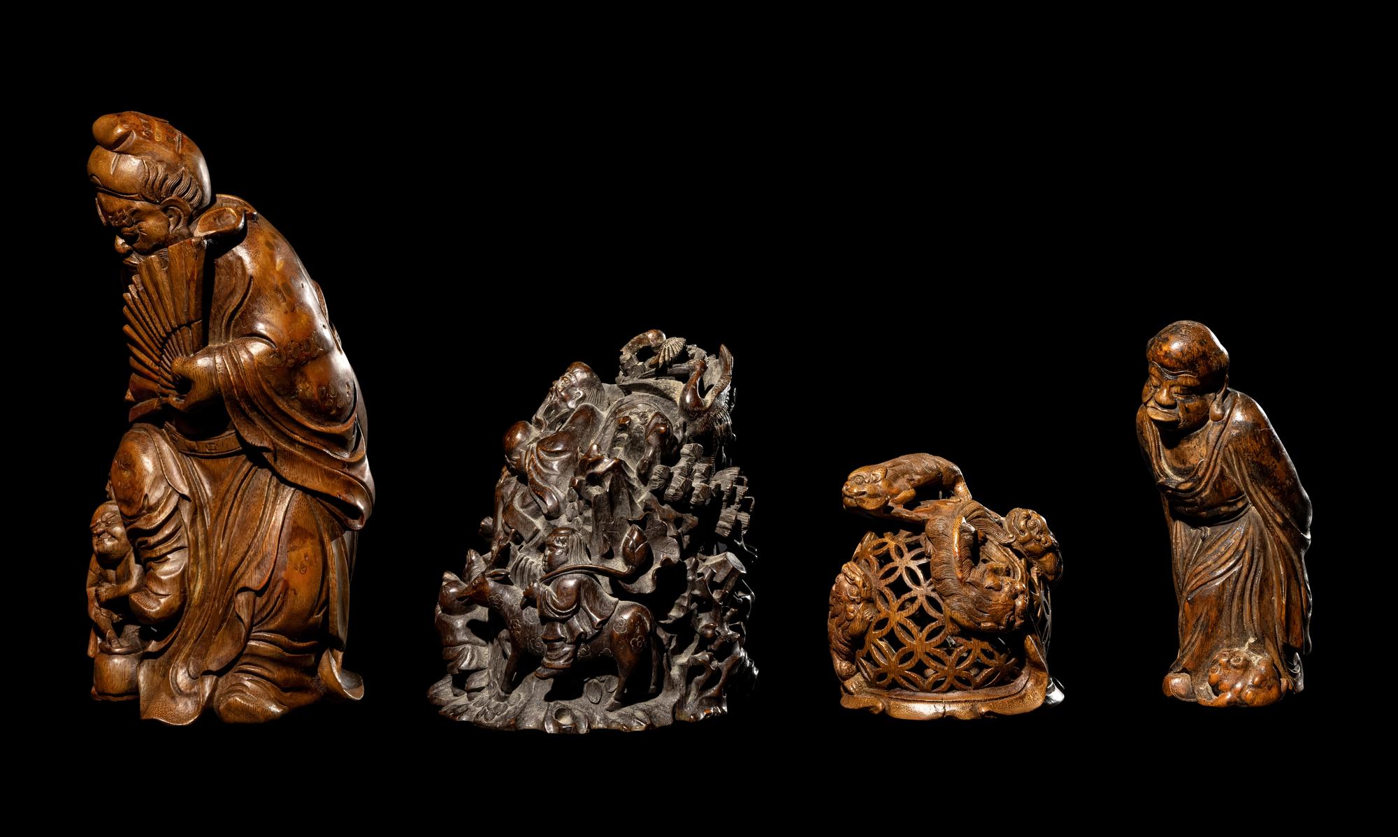 Four Chinese Bamboo Carvings