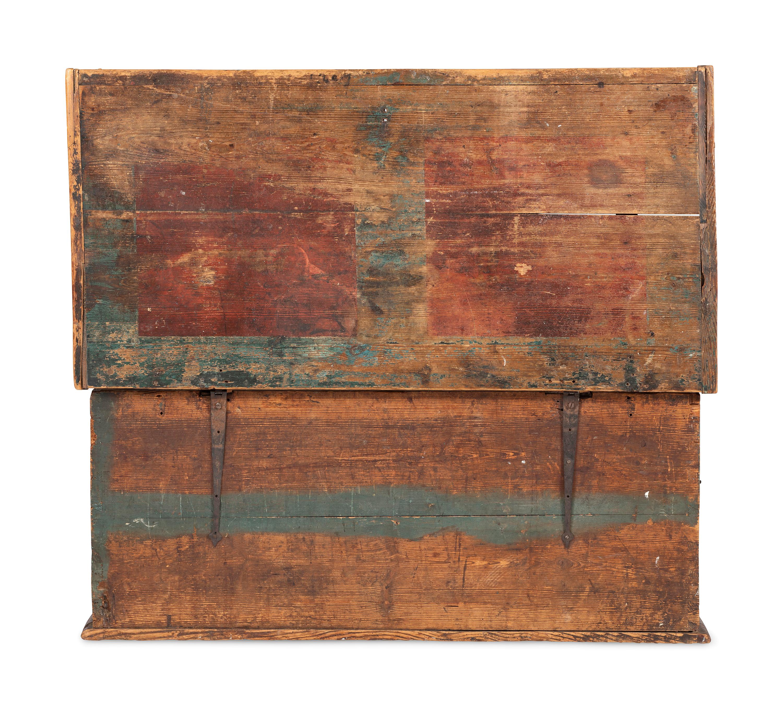 A Country Painted Yellow Pine Storage Chest