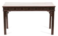 A Chinese Chippendale Style Mahogany Console Table Height 29 x length 50 x depth 23 inches.