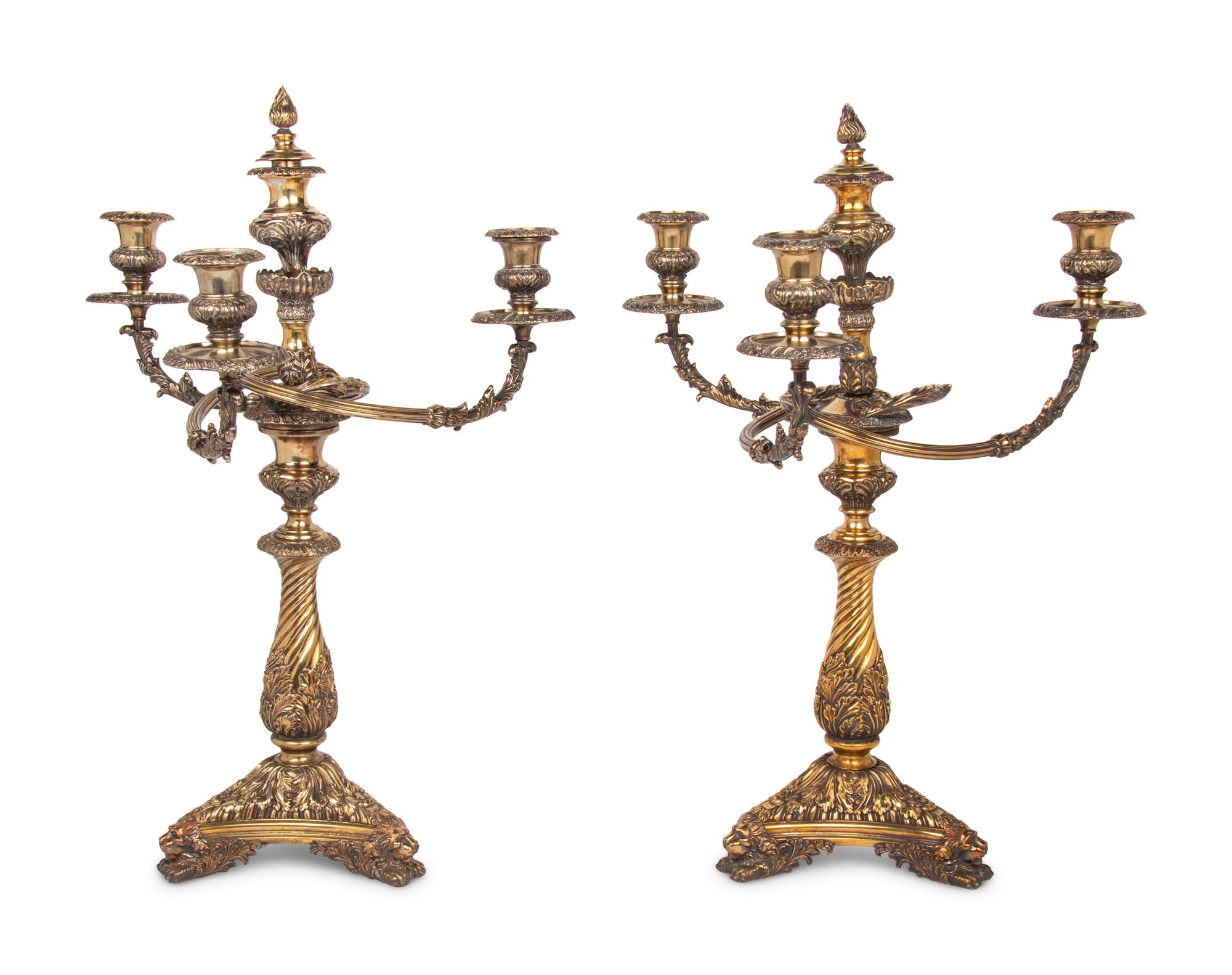 A Pair of Old Sheffield Plate Candelabra