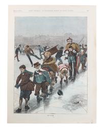 Five Hand Colored Winter Sports Prints Height 15 x width 10 inches (largest) — 19TH/20TH CENTURY