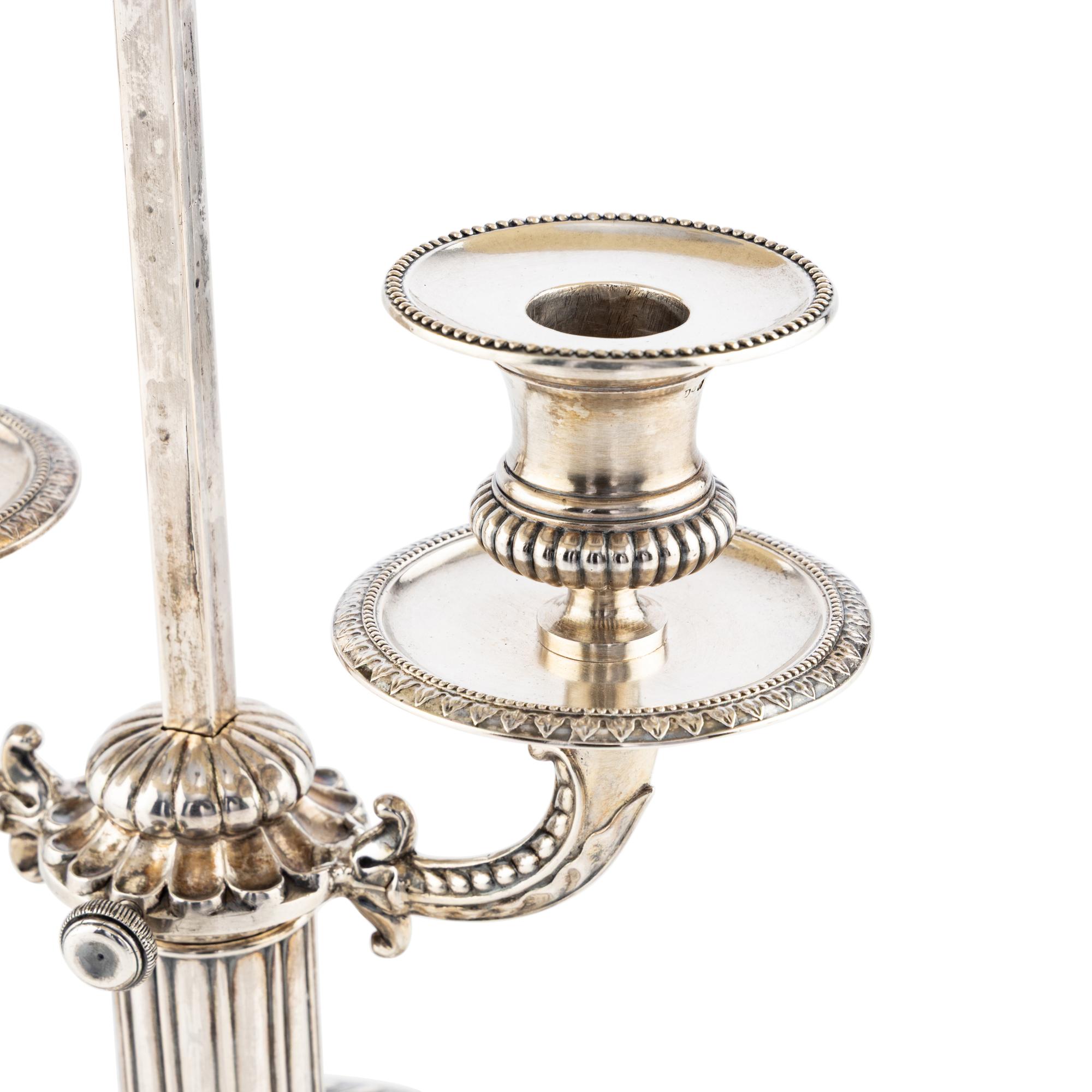A Swedish Silver Bouillotte Candelabrum