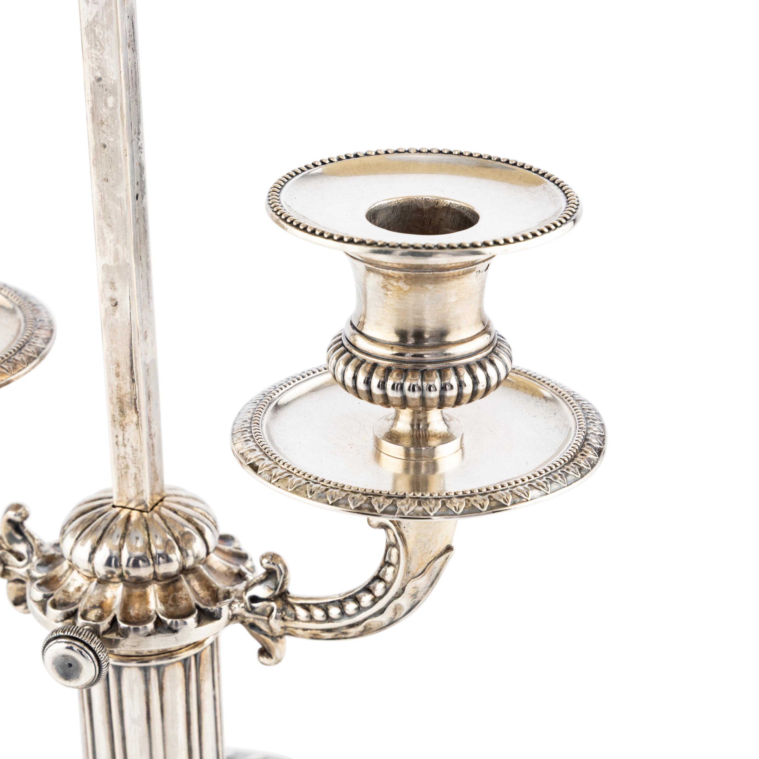 A Swedish Silver Bouillotte Candelabrum