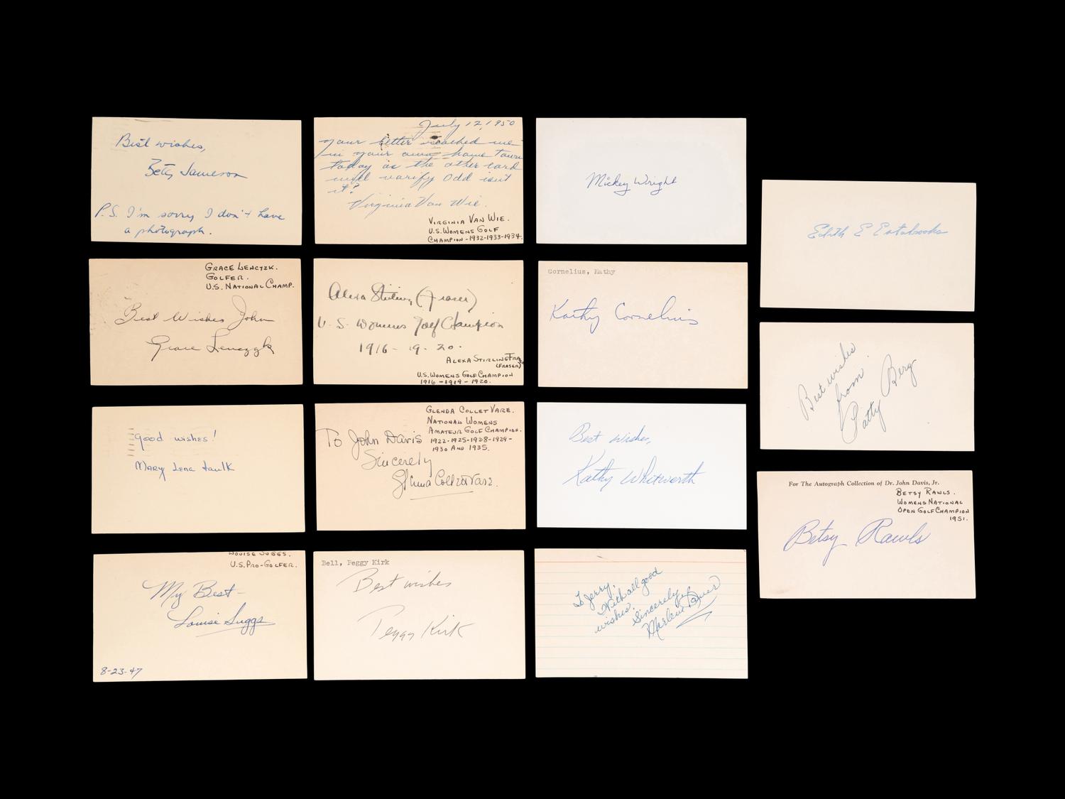 A Group of 16 Vintage Womens Golf Hall of Fame and Champion Signed Autographs,