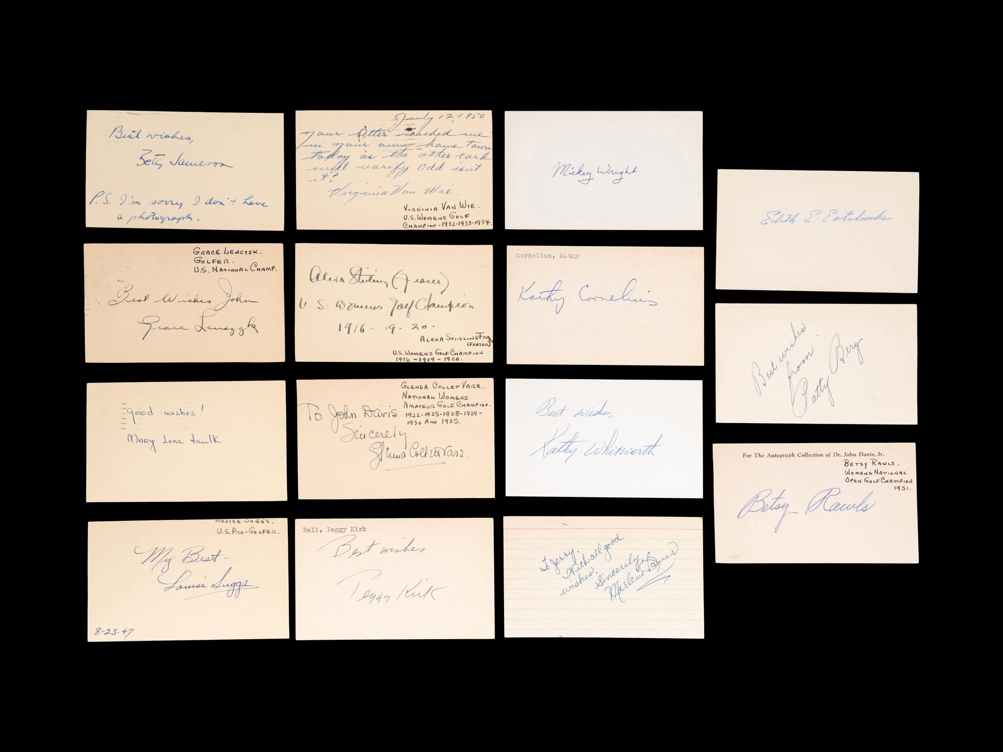 A Group of 16 Vintage Womens Golf Hall of Fame and Champion Signed Autographs,