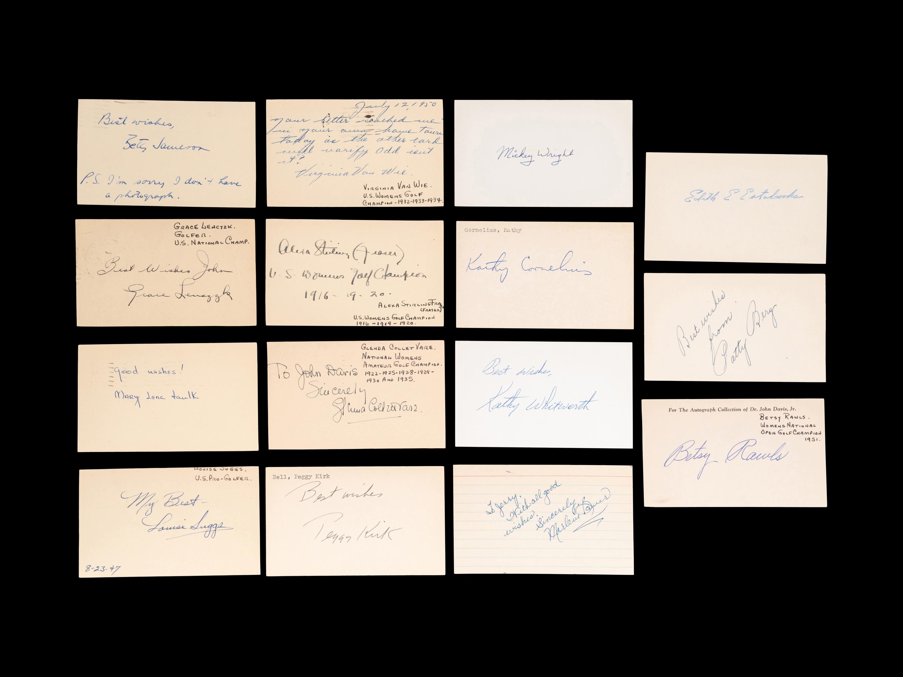 A Group of 16 Vintage Womens Golf Hall of Fame and Champion Signed Autographs,