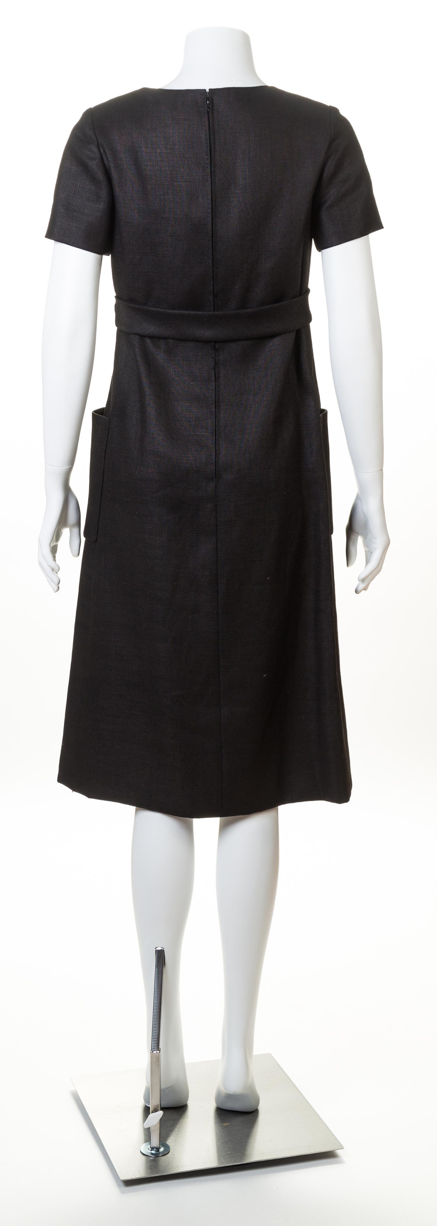 A Norell-Tassell Black Heavy Linen Dress, No size.