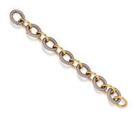 A Sterling Silver and 18 Karat Yellow Gold Oval Link Bracelet, David Yurman,