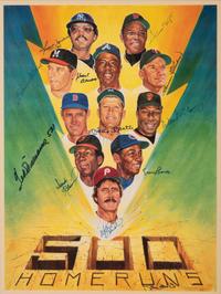 A 500 Home Run Club Signed Autograph Ron Lewis Print (Beckett Authentication Services Letter BAS Certified)